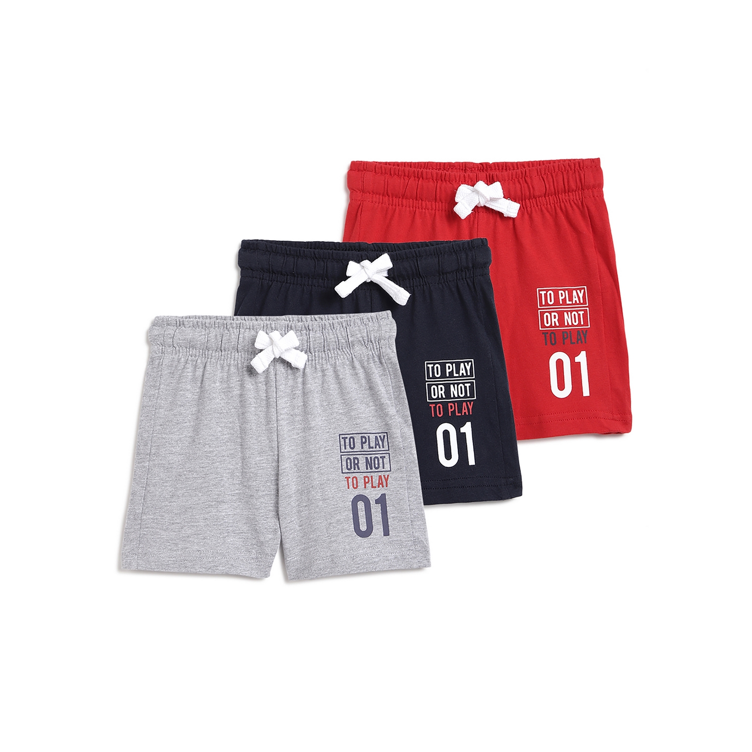 Boys Multicolor Printed Shorts (Pack Of 3)-Grey